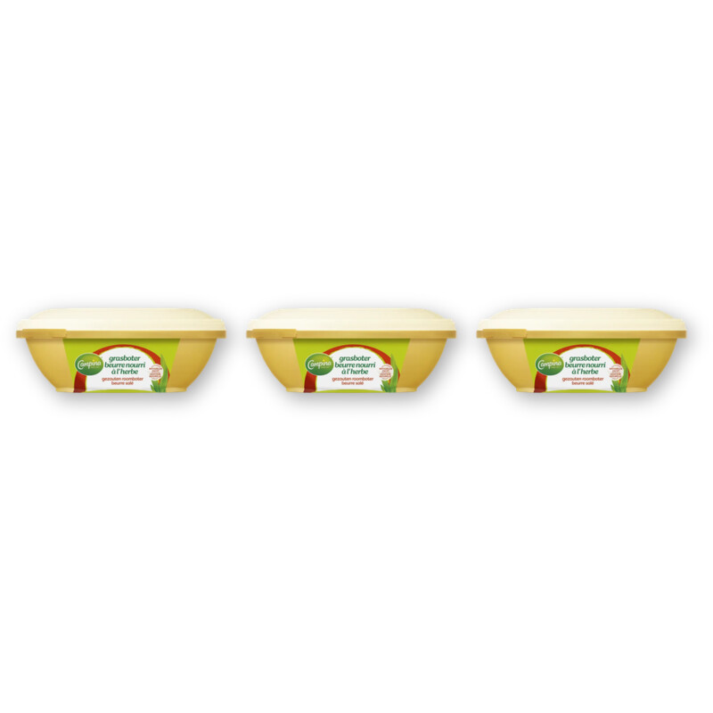 Campina Botergoud gezout grasboter kuipje 3-pack
