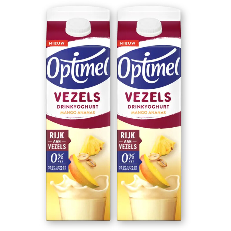Optimel Drinkyoghurt vezels mango ananas 2-pack