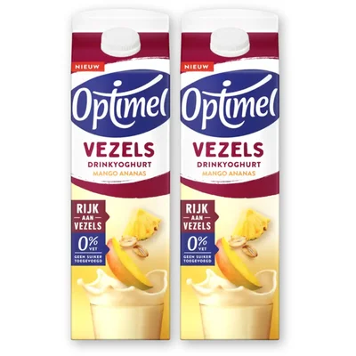 Optimel Drinkyoghurt vezels mango ananas 2-pack