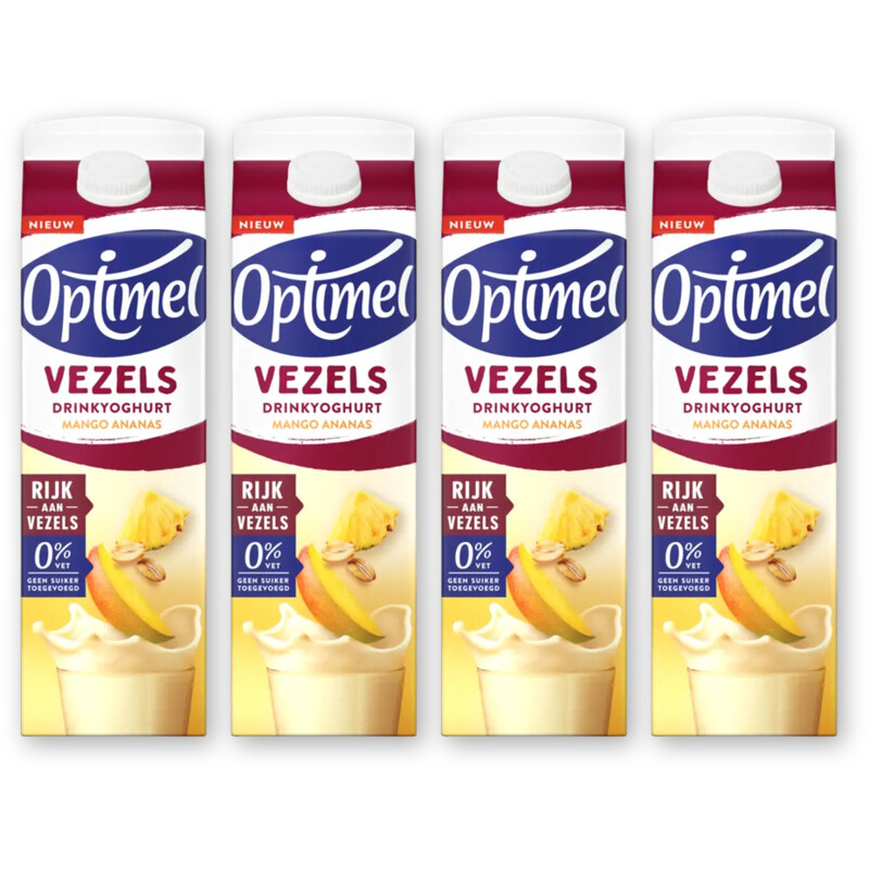 Optimel Drinkyoghurt vezels mango ananas 4-pack