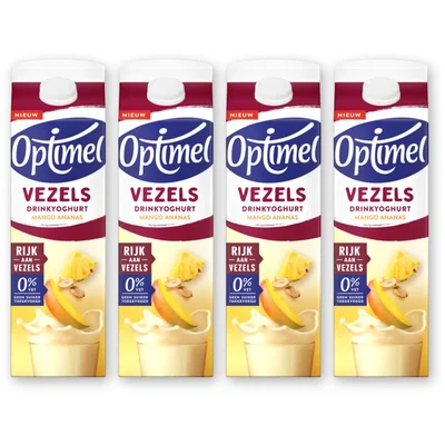 Optimel Drinkyoghurt vezels mango ananas 4-pack