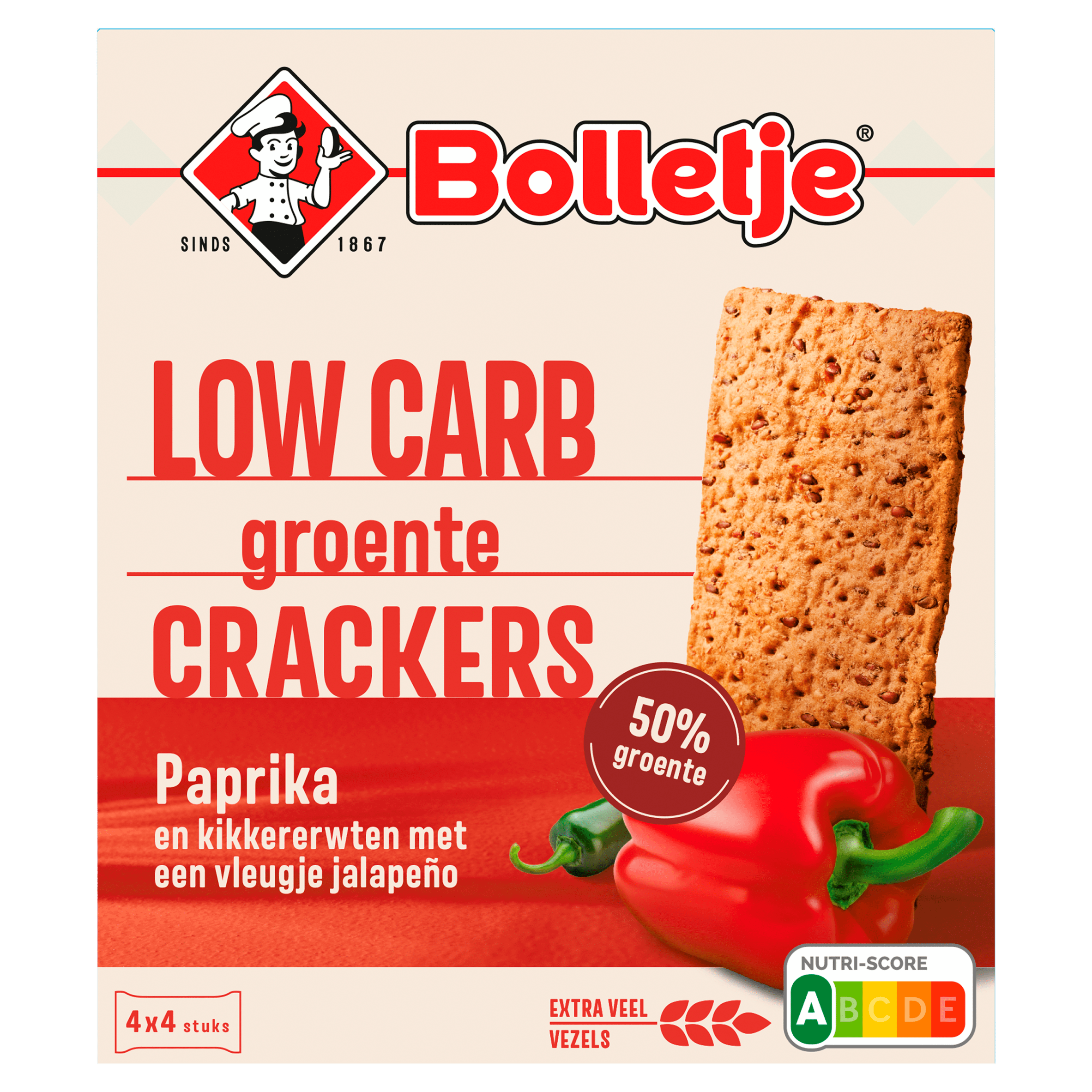 Bolletje Low carb groentecrackers paprika