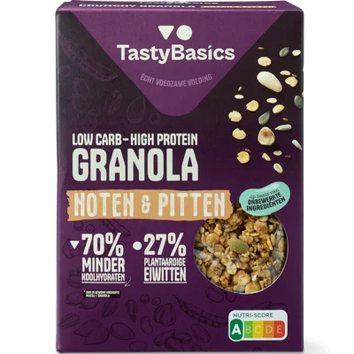 TastyBasics Low carb-high protein granola noten