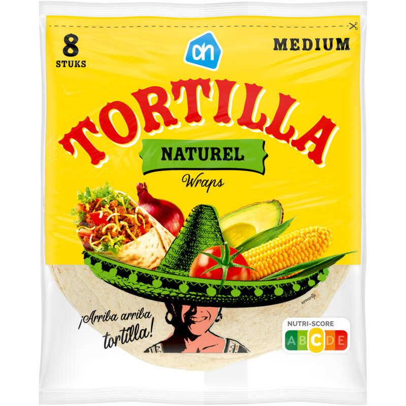AH Tortilla naturel wraps medium 8 stuks