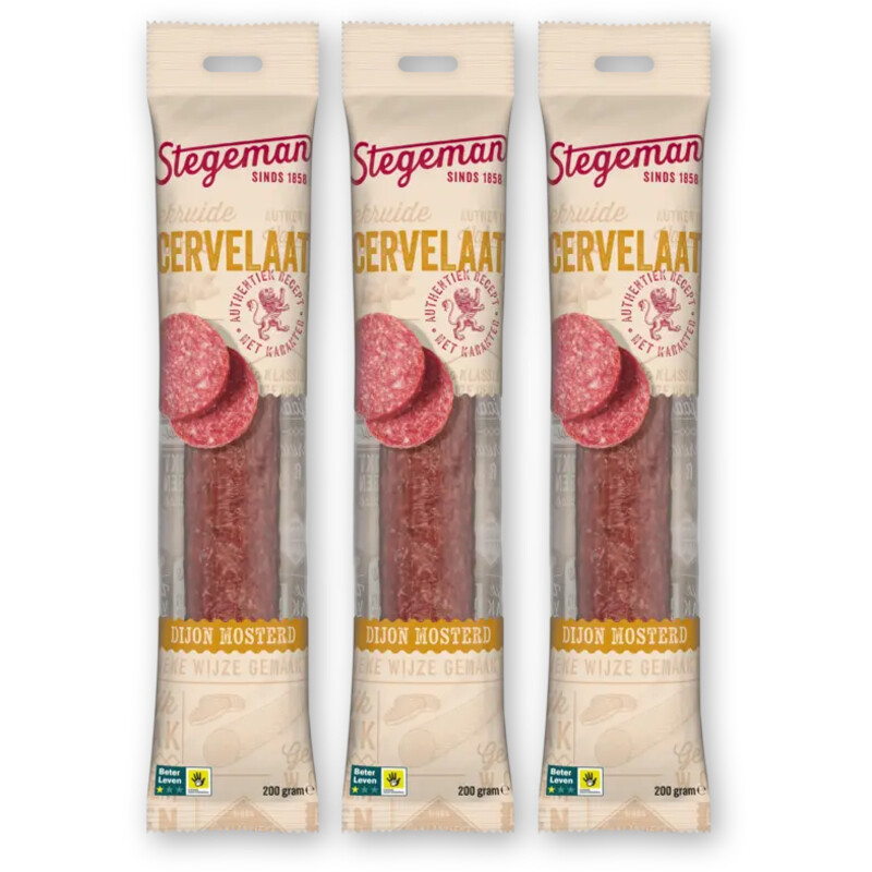 Stegeman Cervelaat Dijon mosterd 3-pack