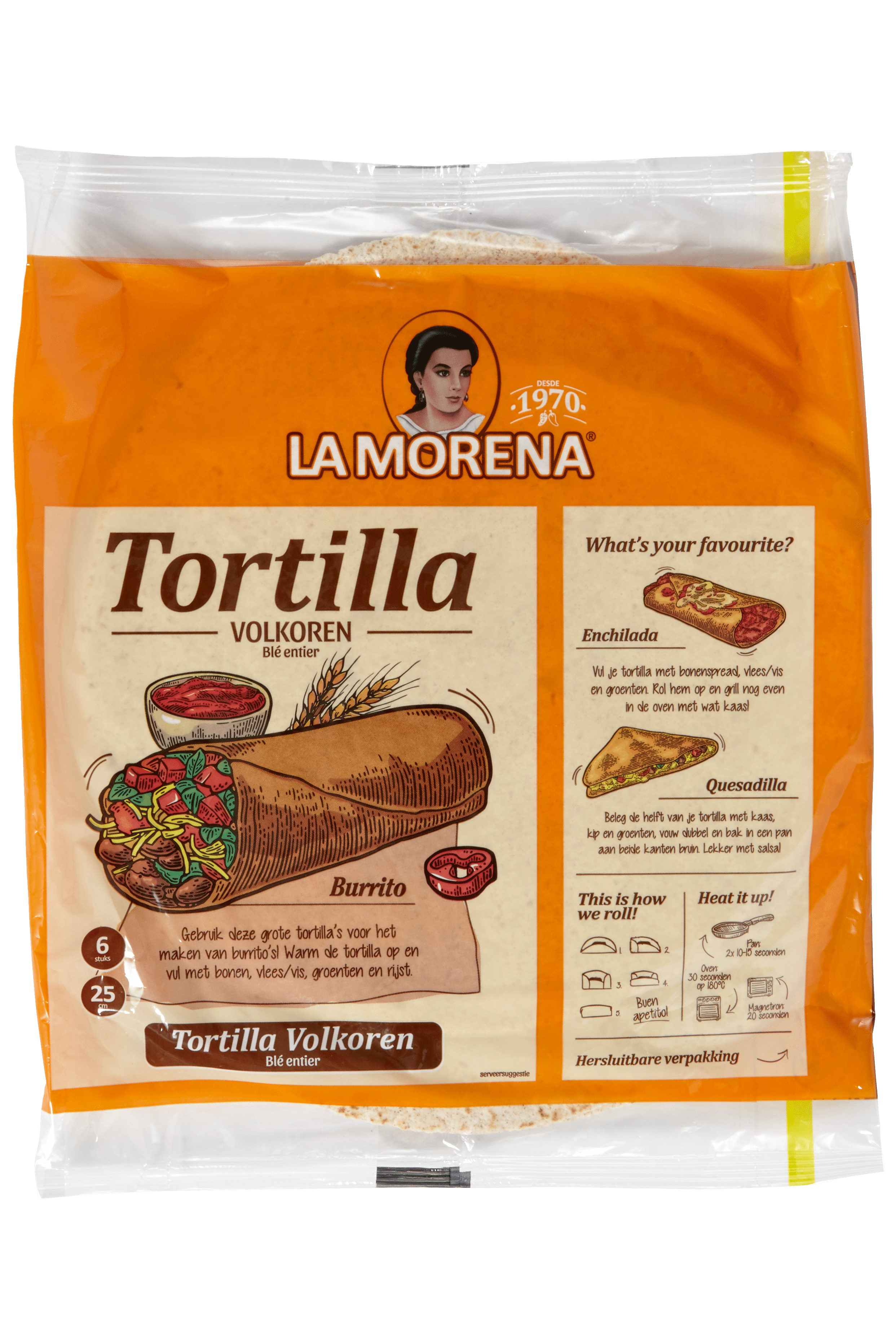 La Morena Volkoren tortilla's medium