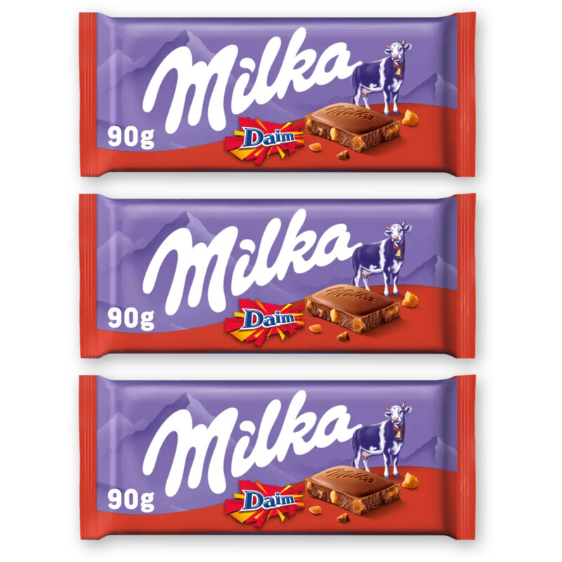 Milka Chocoladereep Daim 3-pack