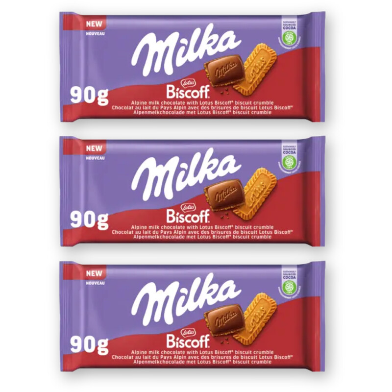 Milka Chocoladereep lotus biscoff 3-pack