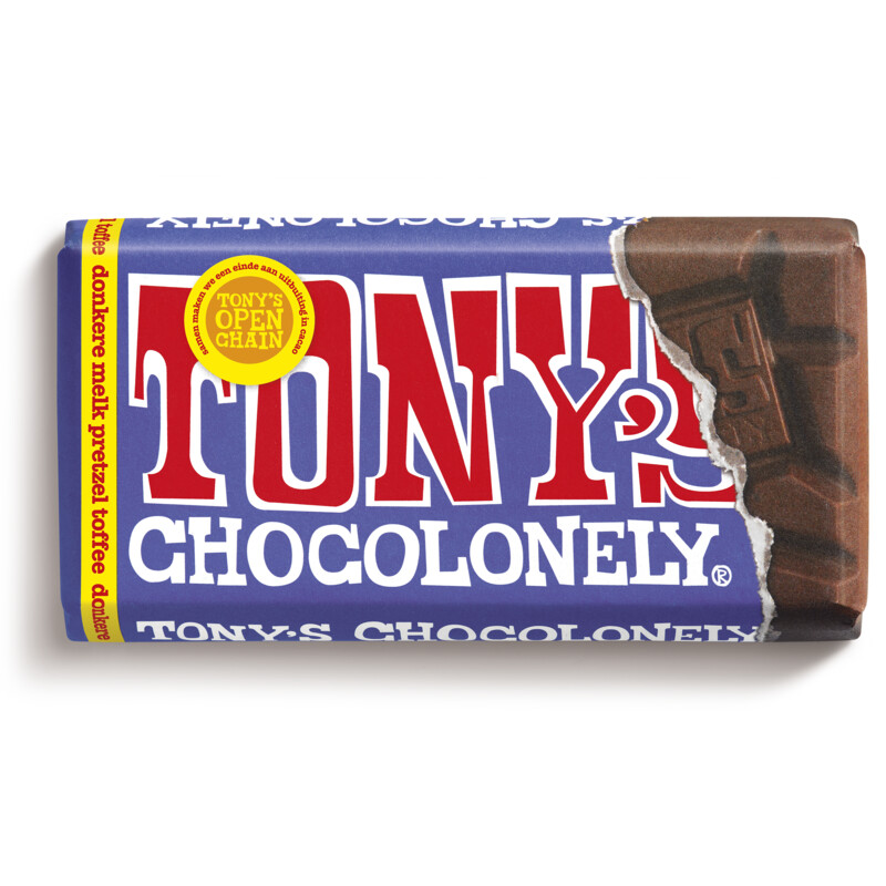 Tony's Chocolonely Reep donkere melk pretzel toffee