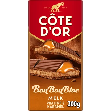 Côte d'Or BonBonBloc chocoladereep praliné karamel