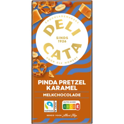 Delicata Reep pinda pretzel karamel melkchocolade