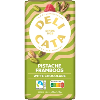 Delicata Reep pistache framboos witte chocolade