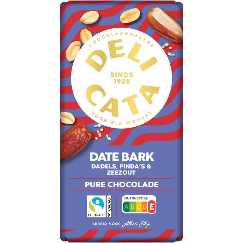 Delicata Reep date bark pure chocolade