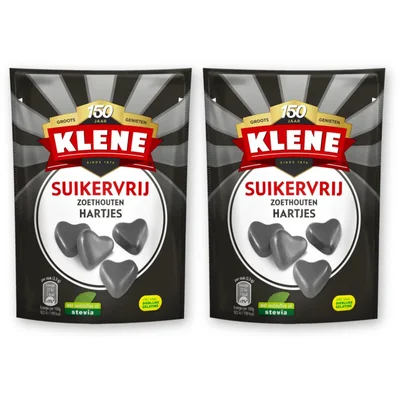 Klene Suikervrij zoethouten hartjes 2-pack