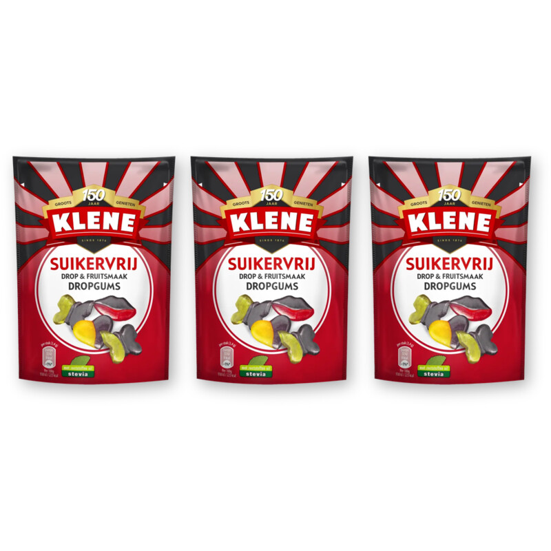 Klene Suikervrij dropgums 3-pack