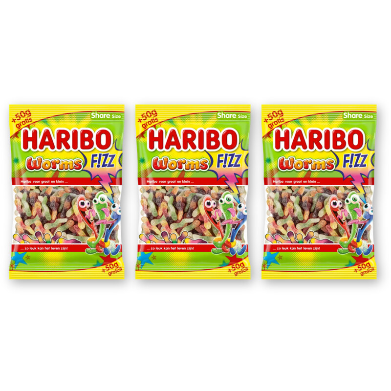 Haribo Worms f!zz 3-pack