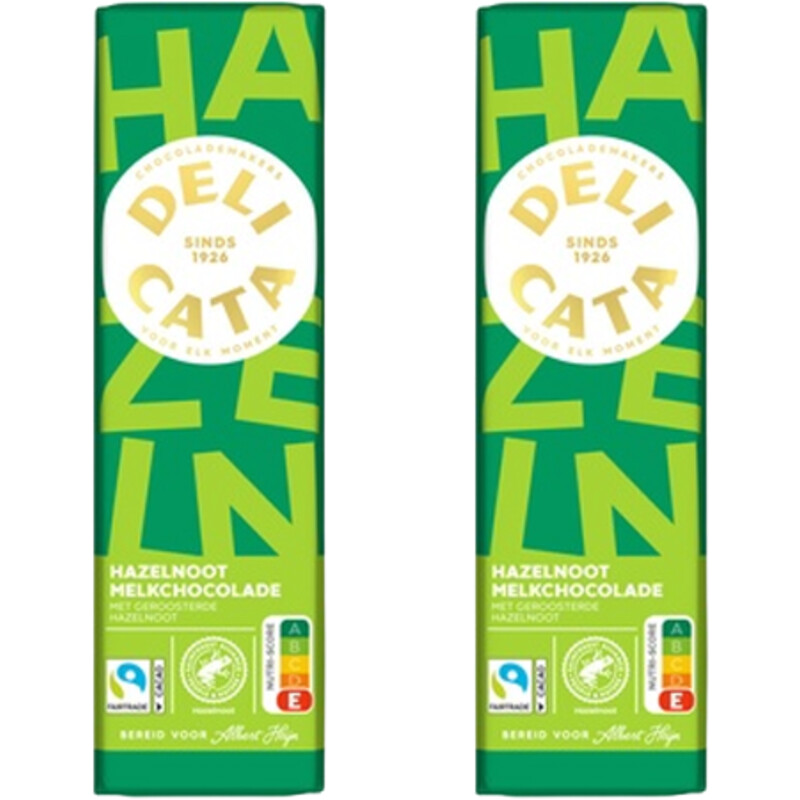 Delicata Reep melkchocolade hazelnoot 2-pack