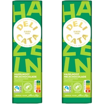 Delicata Reep melkchocolade hazelnoot 2-pack