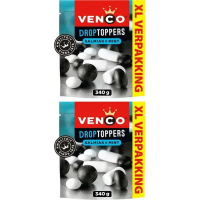 Venco Droptoppers salmiak & mint vvp 2-pack