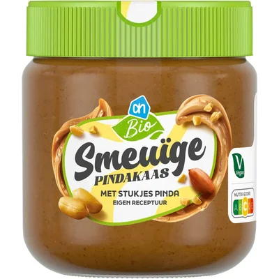AH Biologisch Smeuïge pindakaas met stukjes pinda