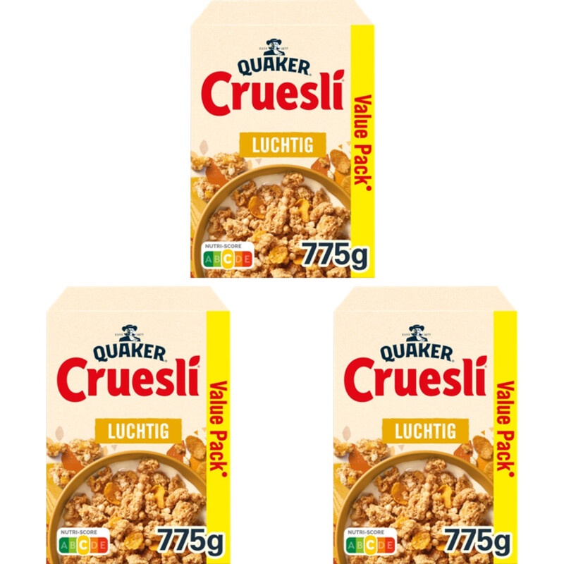 Quaker Cruesli luchtig value pack 3-pack