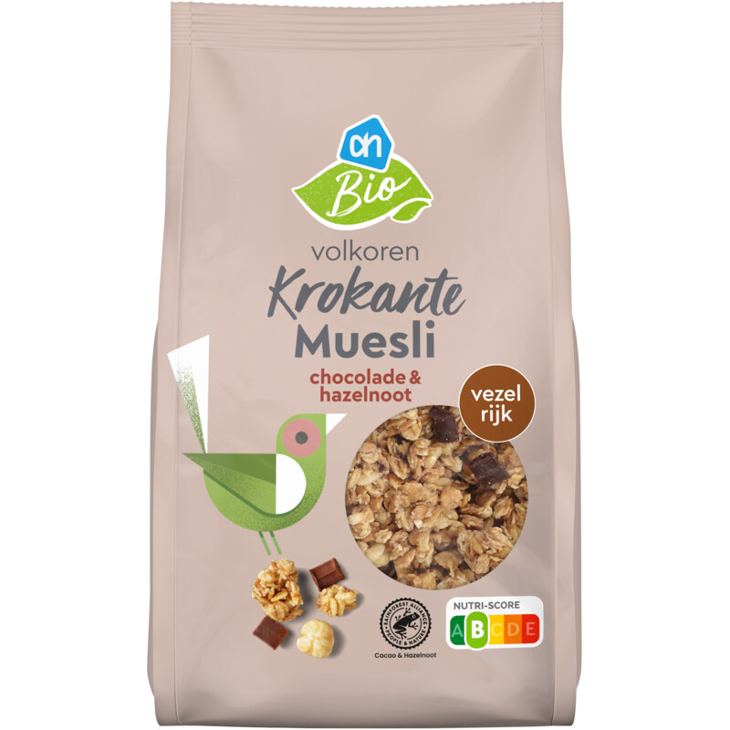 AH Biologisch Krokante muesli chocolade & hazelnoot