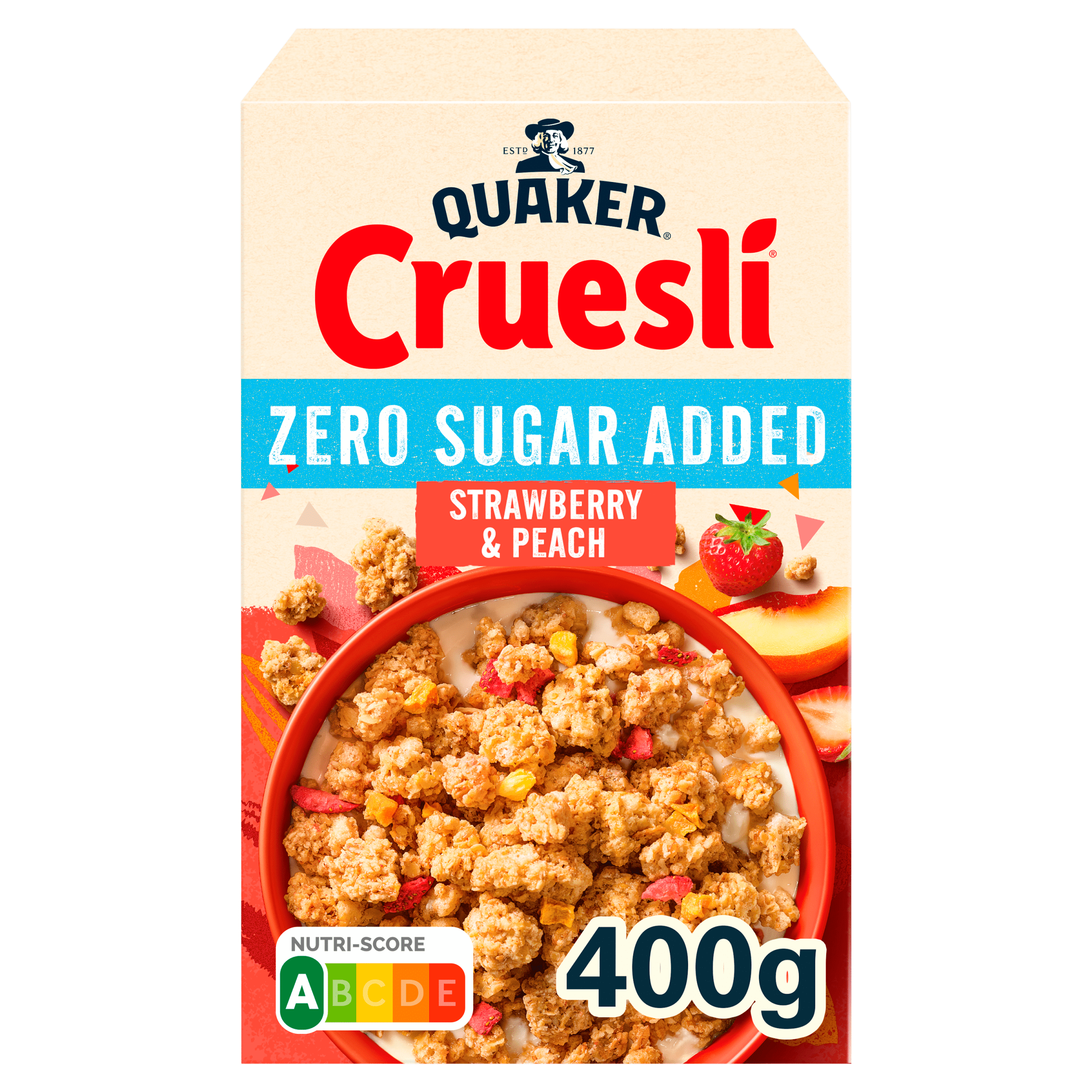 Quaker Zero sugar added strawberry & peach