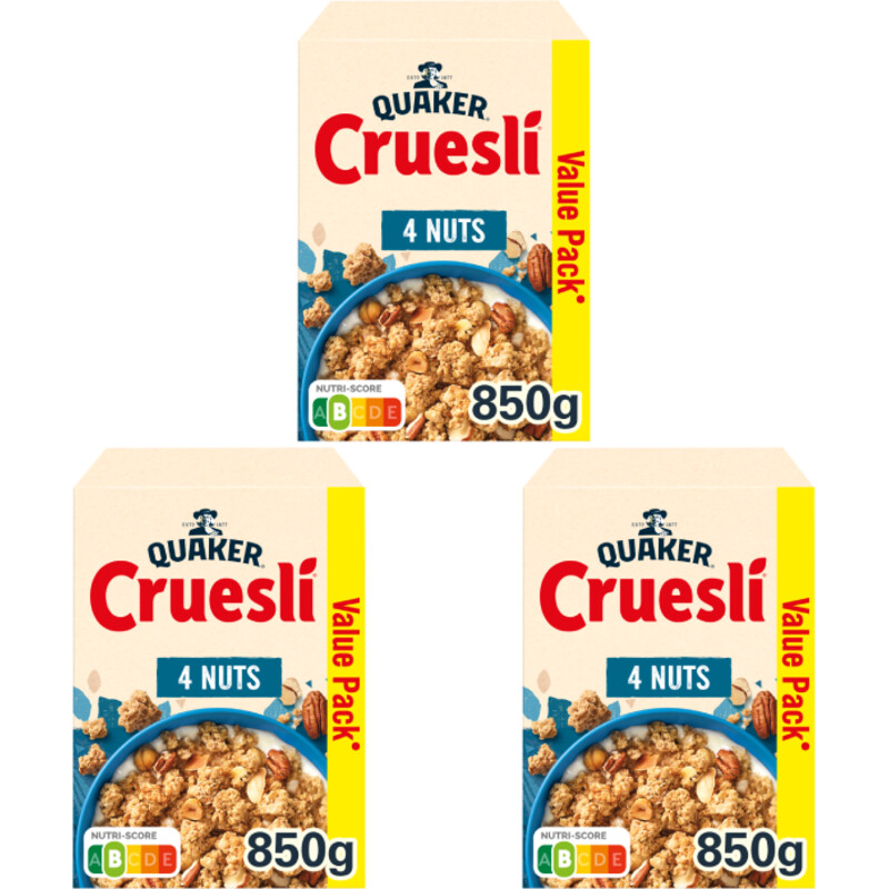 Quaker Cruesli 4 nuts 3-pack
