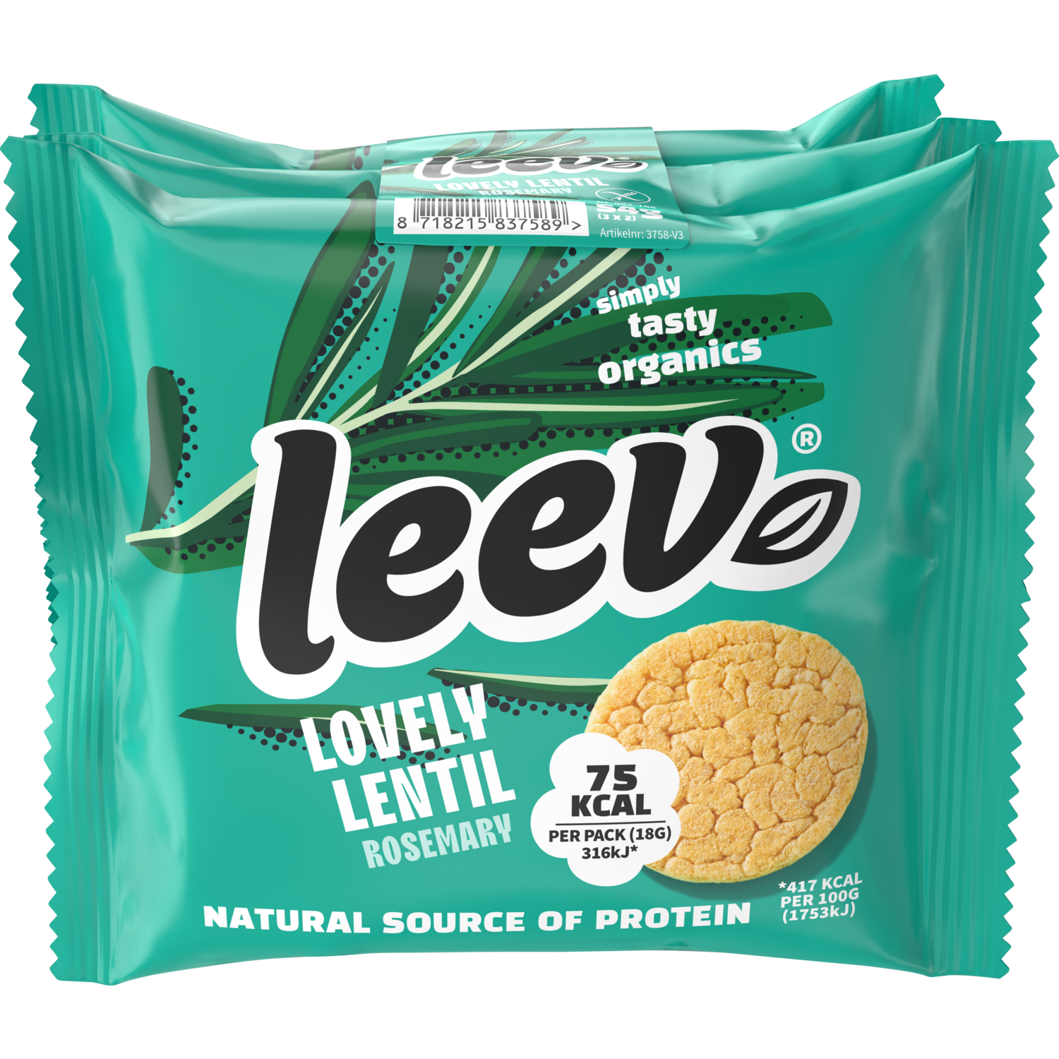 Leev Linzenwafels rozemarijn 3-pack