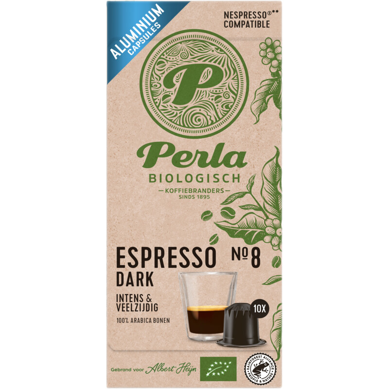 Perla Biologisch Espresso dark capsules