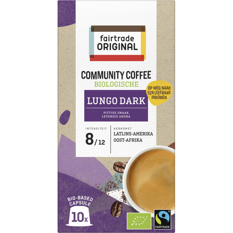 Fairtrade Original Community coffee lungo dark capsules