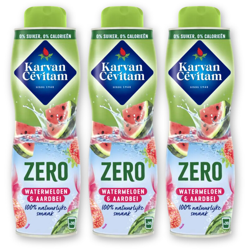Karvan Cévitam Zero watermeloen & aardbei siroop 3-pack