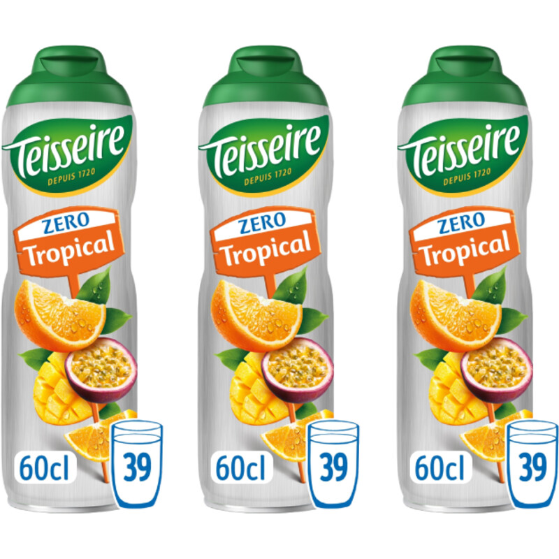 Teisseire Zero tropical siroop 3-pack