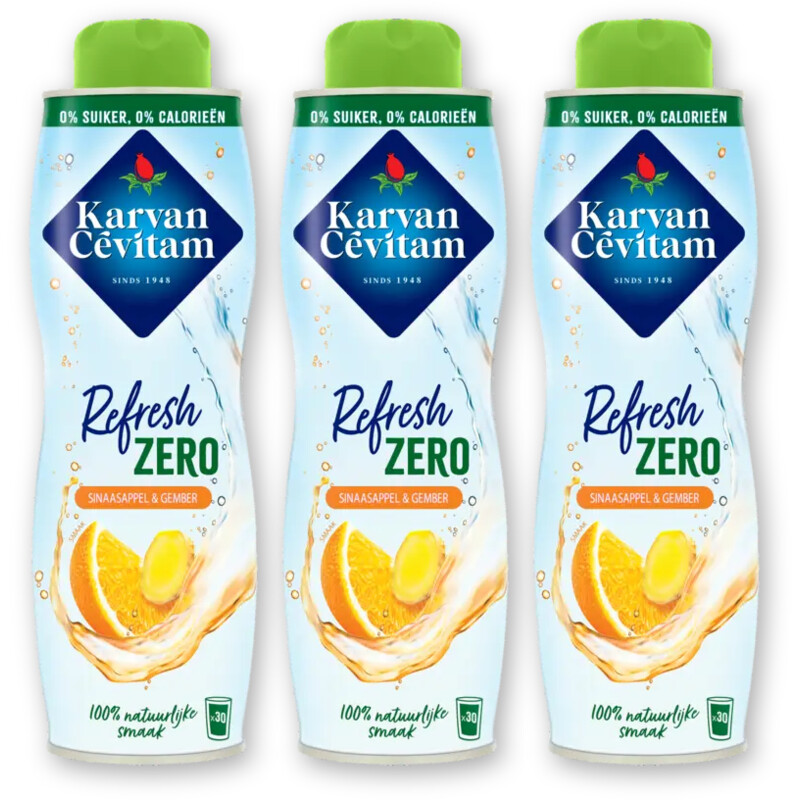 Karvan Cévitam Refresh zero sinaasappel & gember 3-pack