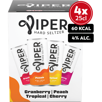 Viper Hard seltzer tropical & cherry 4-pack