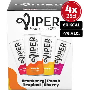 Viper Hard seltzer tropical & cherry 4-pack