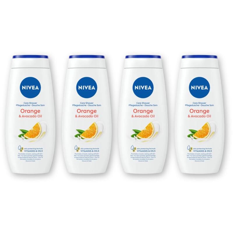 NIVEA Care shower orange & avocado oil 4-pack