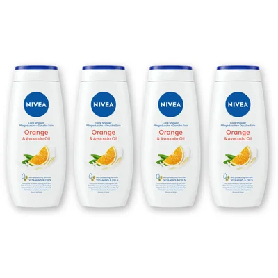 NIVEA Care shower orange & avocado oil 4-pack