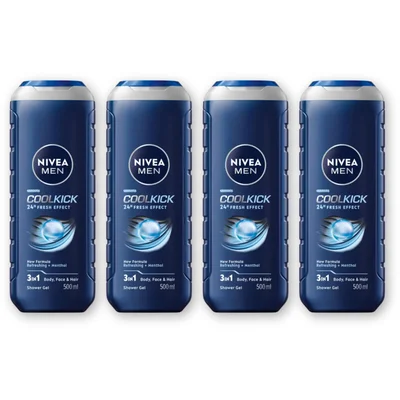NIVEA Men cool kick shower gel 4-pack