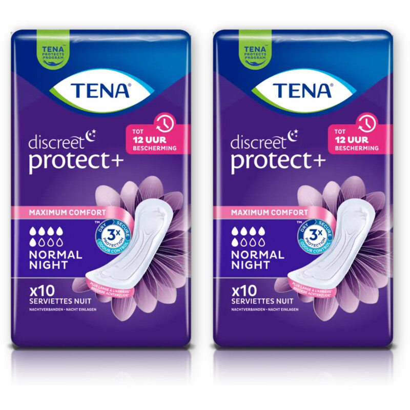 Tena Discreet protect+ normal night 2-pack