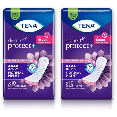 Tena Discreet protect+ normal night 2-pack