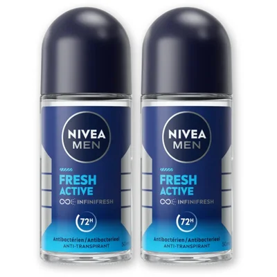 NIVEA Men fresh active deodorant roller 2-pack
