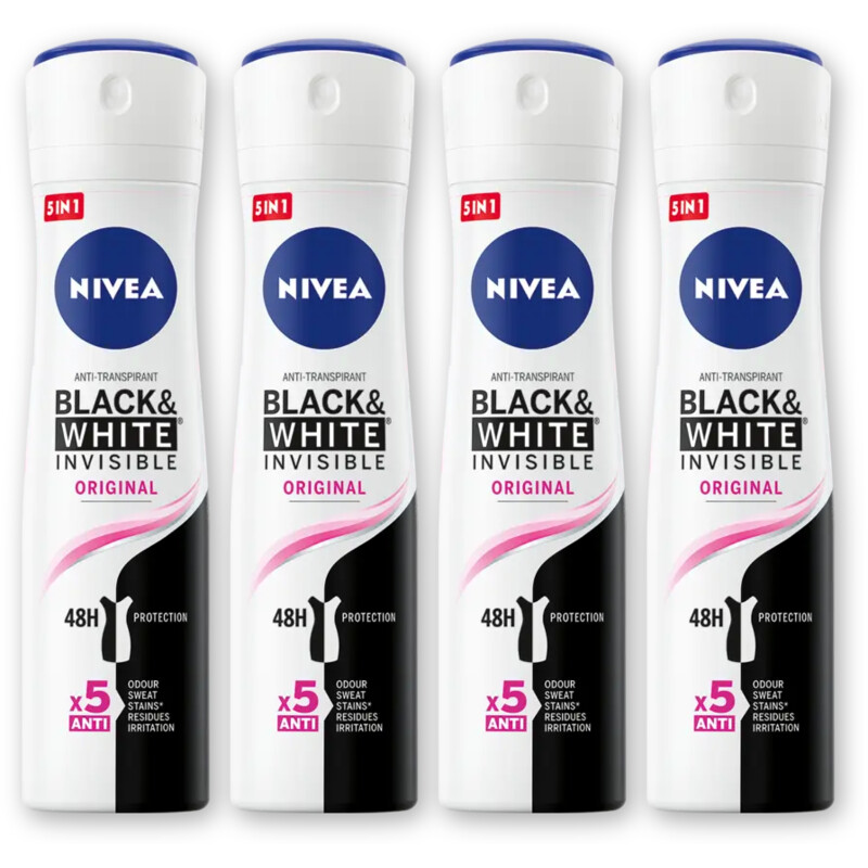 NIVEA Black & white org deodorant spray 4-pack