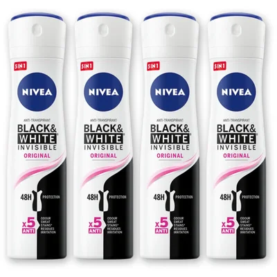 NIVEA Black & white org deodorant spray 4-pack