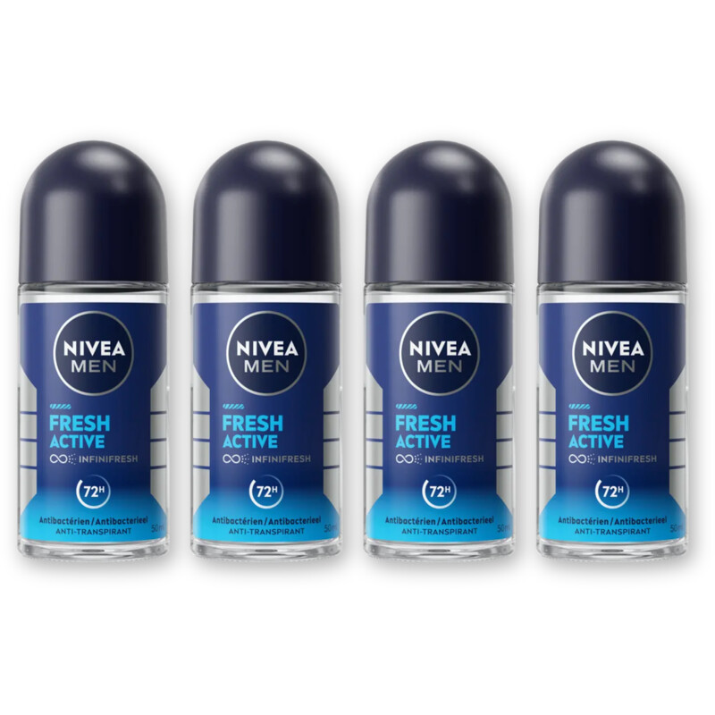 NIVEA Men fresh active deodorant roller 4-pack