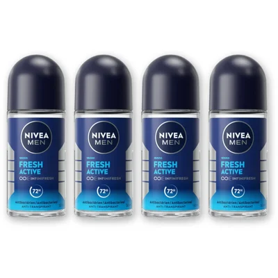 NIVEA Men fresh active deodorant roller 4-pack
