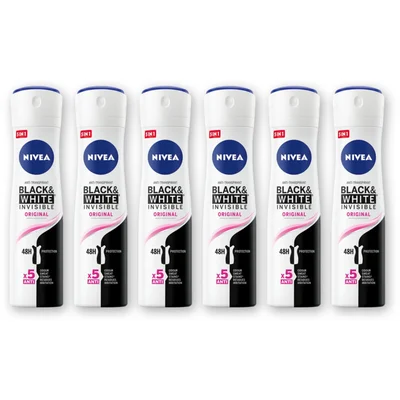 NIVEA Black & white org deodorant spray 6-pack