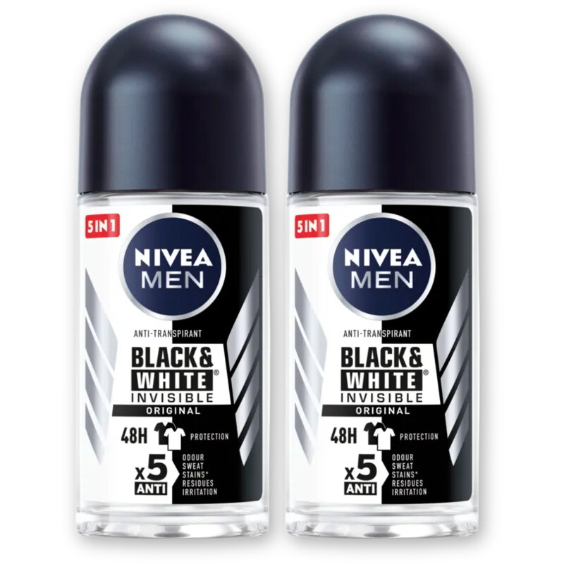 NIVEA Men black & white deodorant roller 2-pck