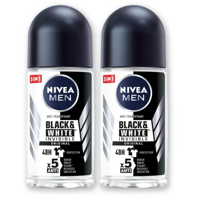 NIVEA Men black & white deodorant roller 2-pck