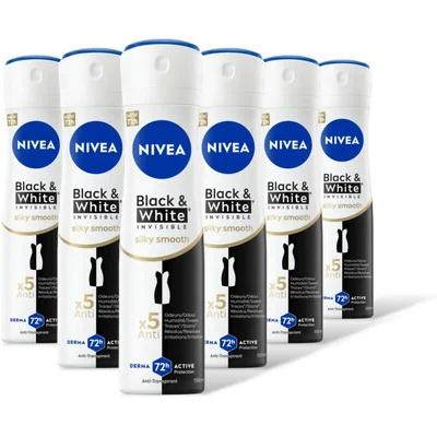 NIVEA Black & white silky smooth deo spray 6pk